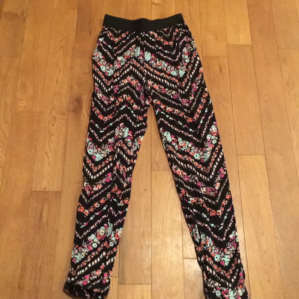 Floral chevron raylon joggers